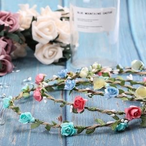 Trio of fabric & twine flower crowns
